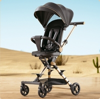 Poussette bébé avec fonctions assise/allongée, cadre en alliage d'aluminium haute visibilité, système de pliage à une touche, poussette de voyage portable