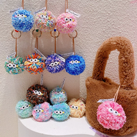 Porte-clés lumineux en peluche Kawaii Anime avec pompon en fourrure, breloque écologique pour la Saint-Valentin, accessoires de sac à dos