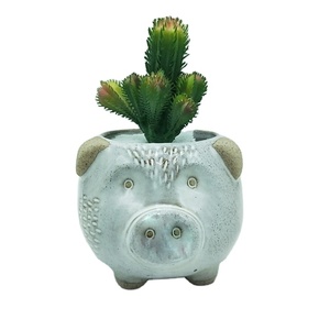 Porcelain Pig Planter For Tabletop Macetas For Home Decoration - Product Image 1