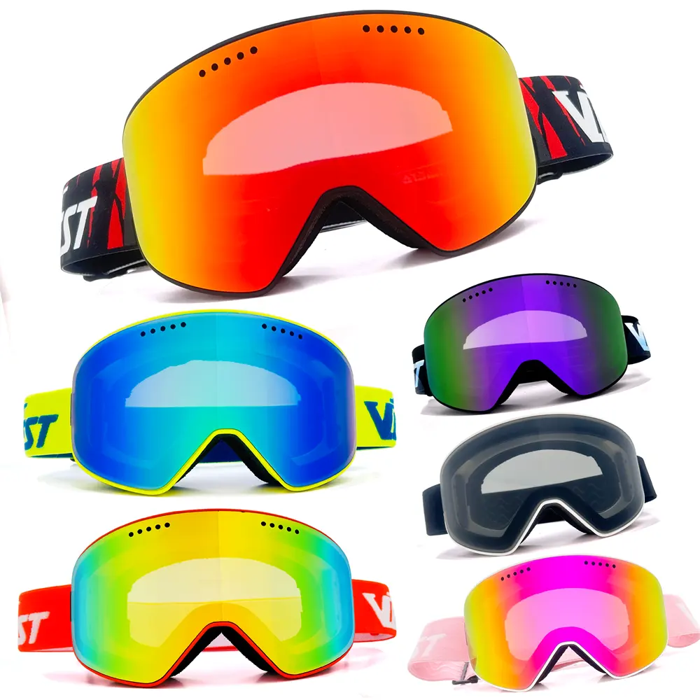Óculos de neve anti-nevoeiro de alta qualidade, lentes anti-UV400, óculos de inverno personalizados para snowboard, esporte, esqui, OTG, para homens e mulheres, atacado