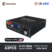 Batterie pour rack de serveur 5,12 kWh 51,2 V 100 Ah IP22 UL1973 UL9540A CE CB Livraison gratuite Stock US Livraison rapide