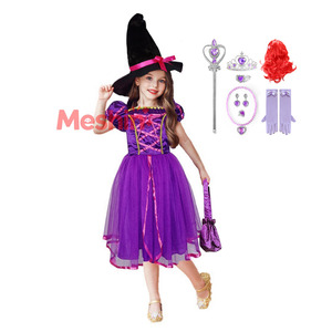 Costume de sorcière de conte de fées de couleur violette MS Deluxe pour filles pour Halloween - Product Image 1