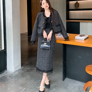 <span class=keywords><strong>Tweed</strong></span> donna autunno Design francese senso piccola fragranza nuovo cappotto corto mezza gonna da donna - Product Image 2