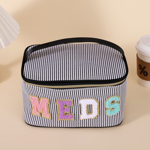 Sac de rangement multifonctionnel portable brodé avec lettres <span class=keywords><strong>MEDS</strong></span>, unisexe, grande capacité, ouverture large, fermeture à glissière - Product Image 5