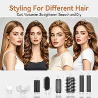 Sèche-cheveux professionnel 8-en-1 pliable 110000 tr/min haute vitesse ionique avec écran LED 1400W pour coiffage et bouclage