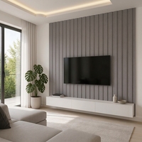 Panneau mural WPC moderne gris anthracite cannelé, creux, léger, imperméable et ignifuge pour usage extérieur et hôtelier