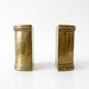 AK Brass Polish Finished Brass Pillar Shape Metal <b>Bookends</b> Set Of 2 For Living Room Table Shelf Home Decor Best Price - Product Image 5