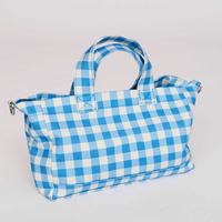 Bolsa de Mano de Lona de Algodón a Cuadros para Mujer, con Logotipo Bordado Personalizado, Tamaño Personalizado, con Correa Cruzada Ajustable, Venta al Por Mayor
