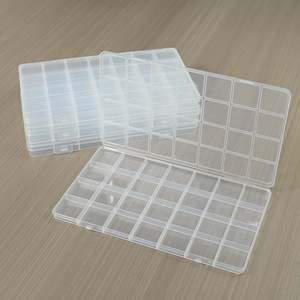 Transparent Plastic Storage Box 28 Grids Rectangle Covered For Nail Art Supplies Desktop Organizing Case - Product Image 4