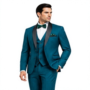 Traje de Lana Negro para Hombre de Tres Piezas, Corte Regular, Cuello de Solapa, Cierre de un Botón, Marca WARPRO INDUSTRY - Product Image 4