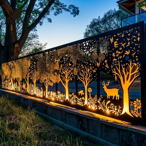Panel Decorativo de Acero Inoxidable con Diseño Moderno, Tema de Animales del Bosque, Corte Láser, para Cercas de Villas y Hoteles - Product Image 1