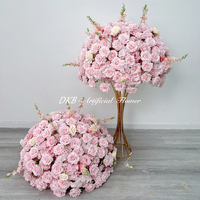 Boule de fleurs artificielle rose réaliste en soie de haute qualité pour centre de table, idéale pour les fêtes, la rentrée scolaire et la décoration de scène