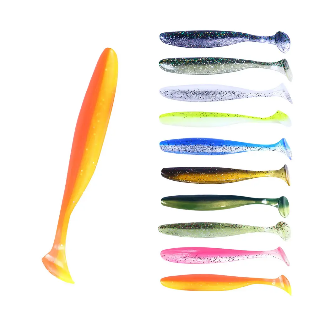 9cm 6pcs/bag Double Colors Body with Different Size T-tail Shad Lure SOFT Bait for Saltwater Fishing lure soft