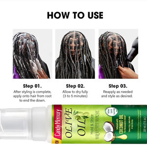 Özel etiket zeytinyağı hindistan cevizi yağı sprey köpük kıvırcık saçlar için köpük güçlü tutun ve örgüler için parlaklık saç köpüğü - Product Image 5