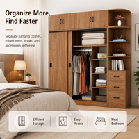 Armoire de chambre à coucher moderne à grande capacité avec portes coulissantes en bois massif pour usage hôtelier