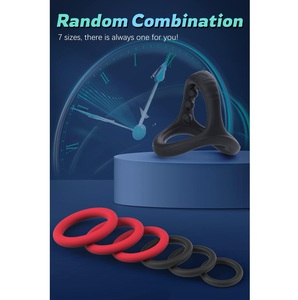 7가지 크기의 발기 강화 지속력 강화 성인용품 실리콘 페니스 발기 링 세트 (남성용) - Product Image 3