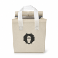 Sac isotherme à motif tasse de café, en non-tissé avec doublure en feuille de PP, sangle blanche, personnalisation de marque, sac à emporter, directement de l'usine
