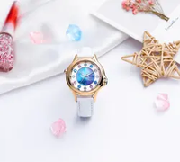 Gelang pel Dial Vintage wanita, mewah kulit jam tangan Set