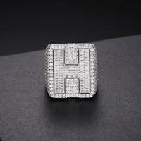 Baguette Moissanite lettre bague 925 argent Sterling Mossanite diamant glacé championnat bague rappeur Hip Hop bijoux hommes cadeau