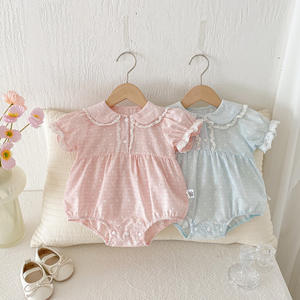 Mameluco de Verano para Bebé Niña, Estilo Delgado, Manga Corta, Dulce, de Una Pieza, Triangular, en Algodón y Rayón, para Salir - Product Image 2