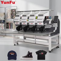 Machine à broder automatique informatisée à grande vitesse, 4 têtes, 12/15 couleurs, pour casquettes, t-shirts, vêtements plats, haute efficacité