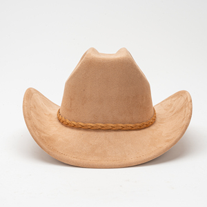 Premium Suede <strong>Cowboy</strong> <strong>Hat</strong> Elegant Beige Wide Brim Braid Leather Strap Men Women Luxury Casual Outdoor Party Headwear - Product Image 2