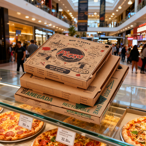 Disposable Kraft Paper Corrugated Pizza Box <b>Biodegradable</b> Food <b>Packaging</b> Embossing Matt Lamination for Restaurant Takeout - Product Image 2