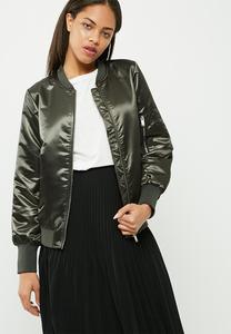 New Style Cropped Silk Satin <b>Ladies</b> Bomber <b>Jackets</b> Wholesale Fashionable Blank Bomber <b>Jackets</b> Low MOQ Manufacturer - Product Image 2
