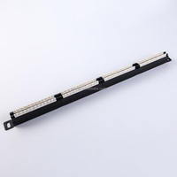 Panel de Conexiones Keystone RJ45 Cat6A UTP de 24 Puertos, 0.5U, 19 Pulgadas, Montaje en Rack, Plástico, Doble IDC