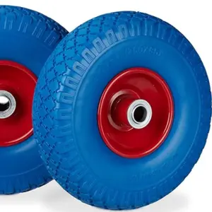 Neumático de camión de mano de 10 pulgadas, ruedas de goma sólida no planas, 3,00-4, eje de 20mm, 260x85mm, Azul-Rojo