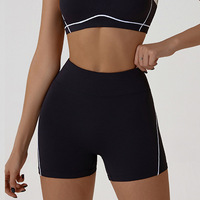 Conjunto Deportivo de 2 Piezas para Mujer: Sujetador Deportivo con Tirantes Finos y Bloques de Color, y Shorts de Ciclismo de Cintura Alta con Efecto Levanta Glúteos, Elástico y Sin Costuras
