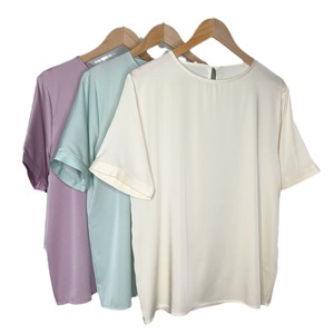 Top de cuello redondo de satén elástico de seda, camiseta de manga corta de satén de Color sólido para mujer, camisa pequeña de seda de morera de nuevo estilo - Product Image 5