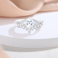 Fournisseur de bagues de fiançailles et de mariage en argent sterling 925 plaqué rhodium avec zircon, ensemble pour couple, certifié CMA, cadeau pour fête et anniversaire