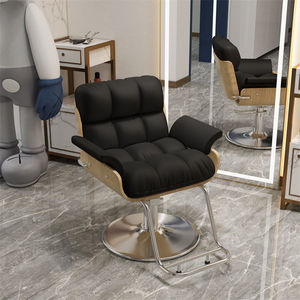 Sillón de Barbería Moderno Dorado, Silla de Estilismo para Salón, Asiento Tapizado para Peluquería con Espejo para Salón de Belleza - Product Image 5