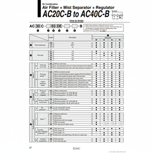 การรวมกันของลม AC40C-04DE1-B ชิ้นส่วนนิวเมติก SMC - Product Image 1