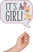 Kit d'accessoires pour photomaton de fête prénatale pour fille, 41 pièces, avec panneau 8x10 pouces, 60 tampons adhésifs et 45 bâtonnets (en papier)