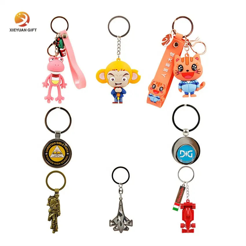 Custom design style 3D car cute animation blank pendant silicone PVC leather acrylic metal keychain