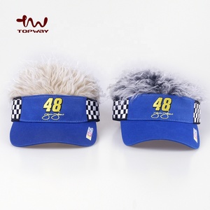 Casquettes <span class=keywords><strong>pare</strong></span>-<span class=keywords><strong>soleil</strong></span> personnalisées en gros avec perruque et logo brodé - Product Image 2