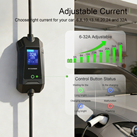 Borne de recharge portable triphasée 11 kW pour VE, Type 2 IEC 62196-2 CEE Rouge 16A Type A, avec RCD 30mA, courant réglable, application optionnelle, B2B OEM