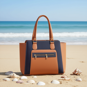 Bolso de Mano de Algodón Azul Marino para Mujer, Marca Fana Itzira, Tamaño Mediano, Estampado de Leopardo, Cierre de Cremallera, para Uso Diario, Bolso de Playa - Product Image 2