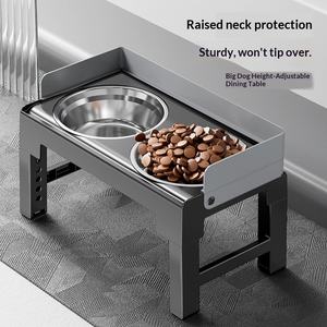 Mangkuk Makan Hewan Peliharaan dengan Ketinggian dan Sudut yang Dapat Disesuaikan, Pelindung Leher Anjing, Anti Terguling, Mangkuk Terangkat dari Baja Tahan Karat dan ABS - Product Image 2