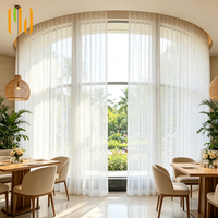 Cortinas Translúcidas (1%-40% de Opacidad) con Textura de Lino, Plisadas y Resistentes al Fuego para Ventanas Francesas, Apertura Bipartida Izquierda/Derecha