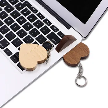 Wooden Heart Usb Flash Drive Memory Stick Pen Drive 4gb 16gb 32gb 64GB Company Logo Customized Wedding Photography Gift