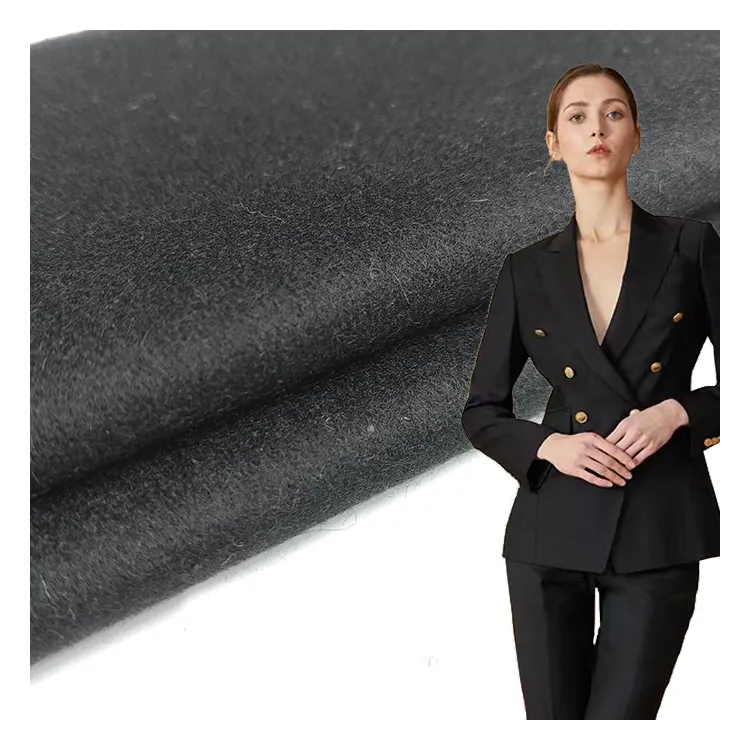 Costume de laine Melton, tissu de 50 laine 720 gsm, tissu de laine noir tissé, vente en gros