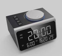 Digitale wekker met FM-radio, BT-speaker, dubbele USB-oplaadpoorten, temperatuurdetectie, snooze-functie, geschikt voor hotelkamers