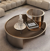 Table basse moderne italienne de luxe en verre trempé avec structure en acier inoxydable, table centrale Moon pour la maison, le hall d'hôtel, la réception