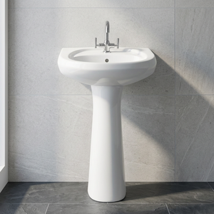 Goodone Round Ceramic Wash Basin with <b>Full</b> Pedestal 12L Capacity Modern Bathroom Sink - Product Image 1