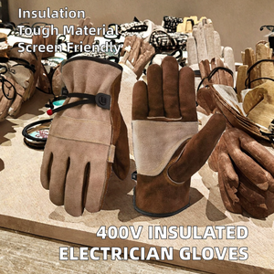 Gants de travail de sécurité à écran tactile pour électriciens, isolés basse tension, certifiés EN388, en cuir, robustes, prix usine - Product Image 2