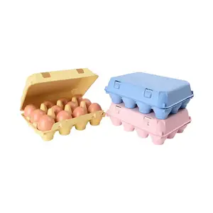 Cartons d'œufs imprimés personnalisés paquet de 12 boîtes de cartons d'œufs biodégradables 3x4 pour poulet