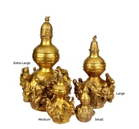Ornement de gourde Feng Shui antique chinoise sculptée, dorée, avec figurine traditionnelle en relief, pour la décoration de la maison ou du bureau, ou comme cadeau